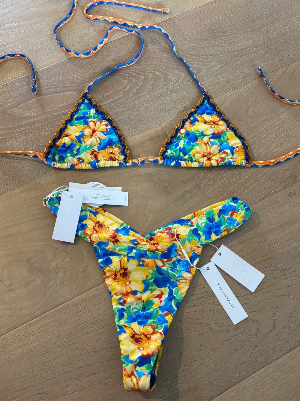 Bydee Bikini Set Barcelona Top Ikaria Bottom Chrysanthe NWT Thong Triangle Swim